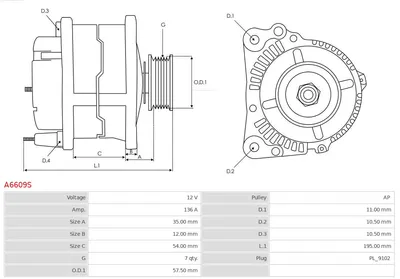 Alternador Chrysler VOYAGER II · Jeep GRAND CHEROKEE I
