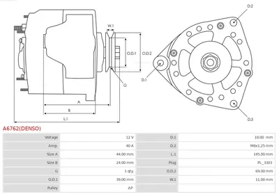 Alternador AS-PL A6762(DENSO)