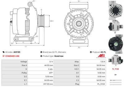 Alternador Alfa Romeo MITO · Fiat GRANDE PUNTO · Fiat PUNTO EVO