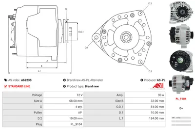 Alternador Fiat IDEA · Fiat GRANDE PUNTO · Fiat LINEA