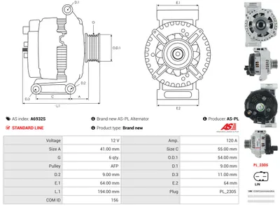 Alternador Alfa Romeo MITO · Citroën NEMO Box Body/MPV · Citroën NEMO MPV