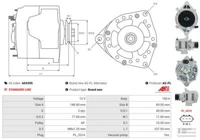 Alternador Toyota HIACE IV Bus · Toyota HIACE IV Van · Toyota HILUX V Pickup