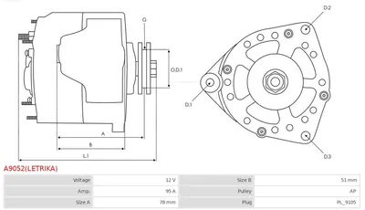 Alternador AS-PL A9052(LETRIKA)