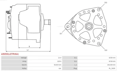 Alternador AS-PL A9055(LETRIKA)
