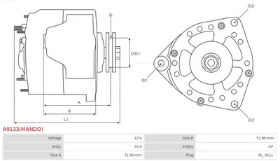 Alternador AS-PL A9133(MANDO)