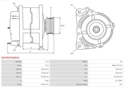 Alternador Hyundai H-1 / STAREX Bus · Hyundai H-1 Van · Hyundai GALLOPER II