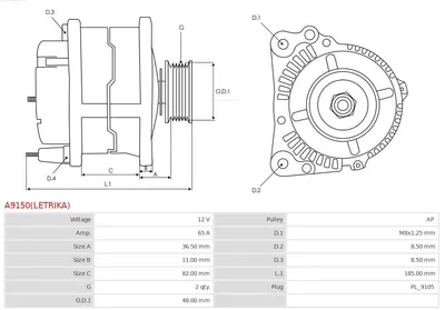 Alternador AS-PL A9150(LETRIKA)