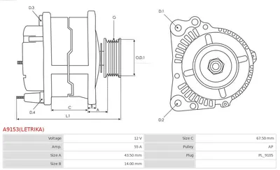 Alternador AS-PL A9153(LETRIKA)