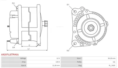 Alternador AS-PL A9207(LETRIKA)