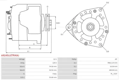 Alternador AS-PL A9245(LETRIKA)
