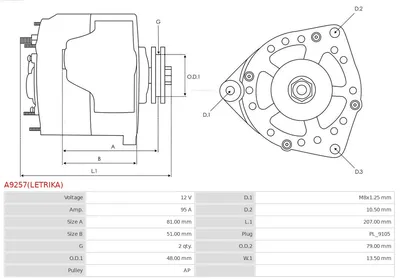 Alternador AS-PL A9257(LETRIKA)