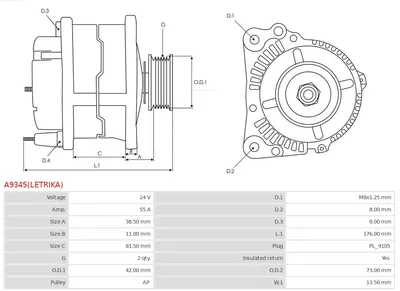 Alternador AS-PL A9345(LETRIKA)