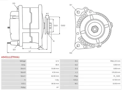 Alternador AS-PL A9451(LETRIKA)
