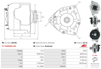 Alternador AS-PL A9578S