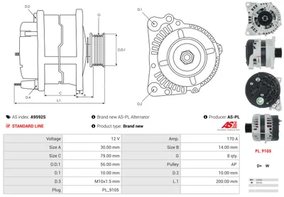 Alternador AS-PL A9592S