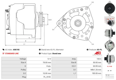 Alternador AS-PL A9619S