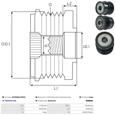 Rueda libre alternador AS-PL AFP5086(LITENS)