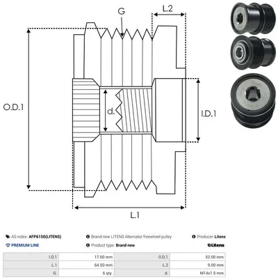 Rueda libre alternador AS-PL AFP6150(LITENS)