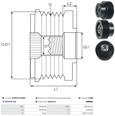 Rueda libre alternador AS-PL AFP9071(LITENS)