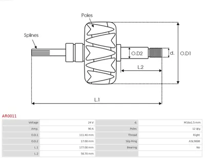 Rotor, alternador AS-PL AR0011