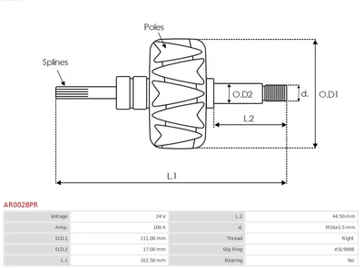 Rotor, alternador AS-PL AR0028PR