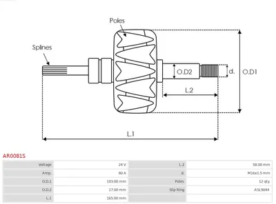 Rotor, alternador AS-PL AR0081S
