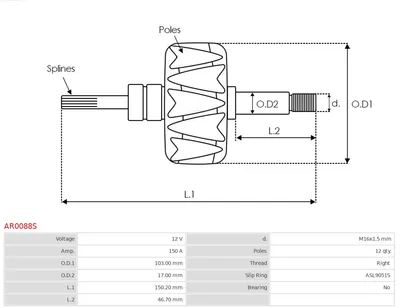 Rotor, alternador AS-PL AR0088S