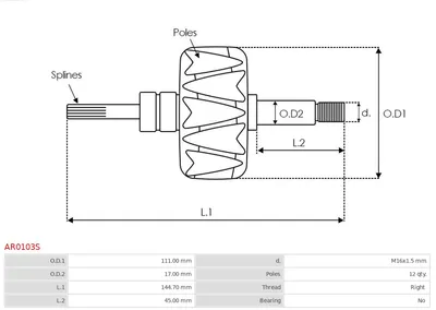 Rotor, alternador AS-PL AR0103S