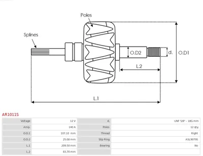 Rotor, alternador AS-PL AR1011S