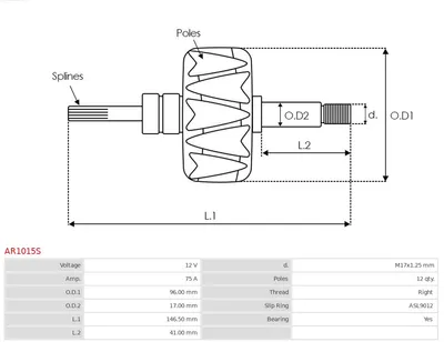 Rotor, alternador AS-PL AR1015S