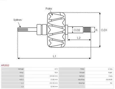 Rotor, alternador AS-PL AR2012