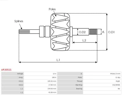 Rotor, alternador AS-PL AR3051S