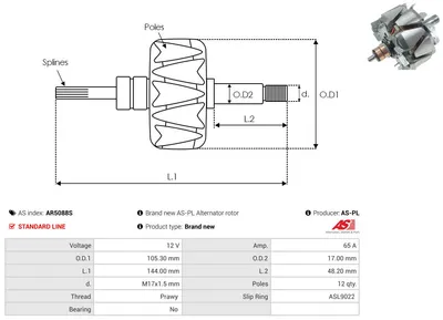 Rotor, alternador AS-PL AR5088S