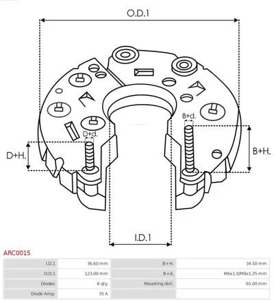 Rectificador, alternador AS-PL ARC0015