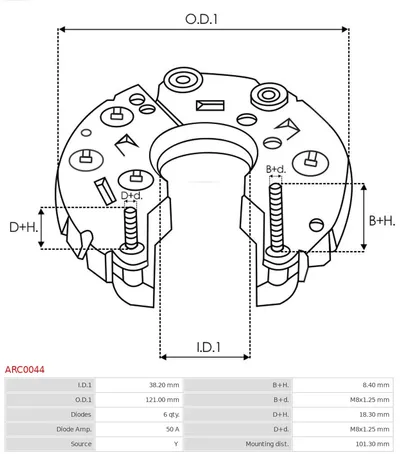 Rectificador, alternador AS-PL ARC0044