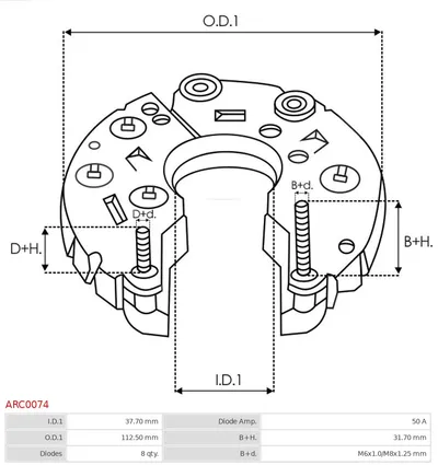 Rectificador, alternador AS-PL ARC0074