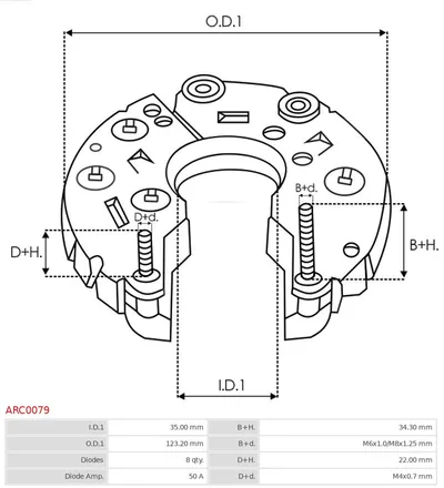 Rectificador, alternador AS-PL ARC0079