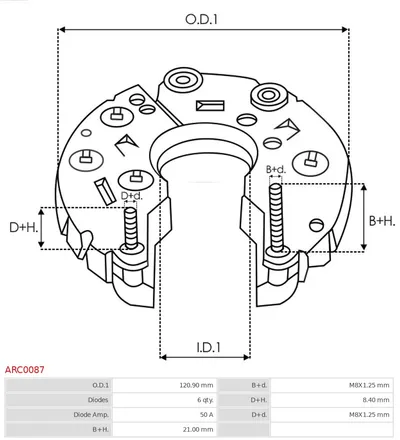 Rectificador, alternador AS-PL ARC0087