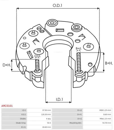 Rectificador, alternador AS-PL ARC0101