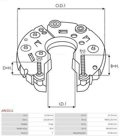 Rectificador, alternador AS-PL ARC0111