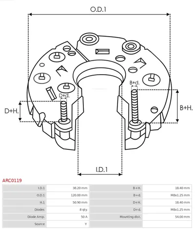 Rectificador, alternador AS-PL ARC0119