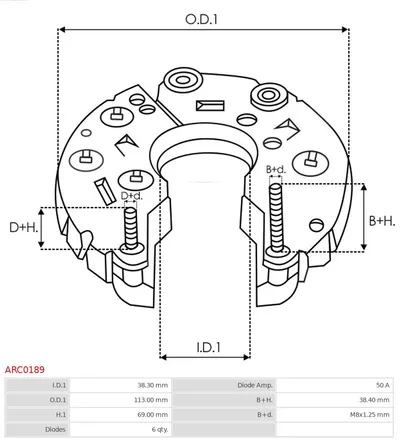 Rectificador, alternador AS-PL ARC0189