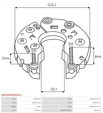 Rectificador, alternador AS-PL ARC0200(BOSCH)