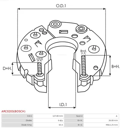 Rectificador, alternador AS-PL ARC0203(BOSCH)