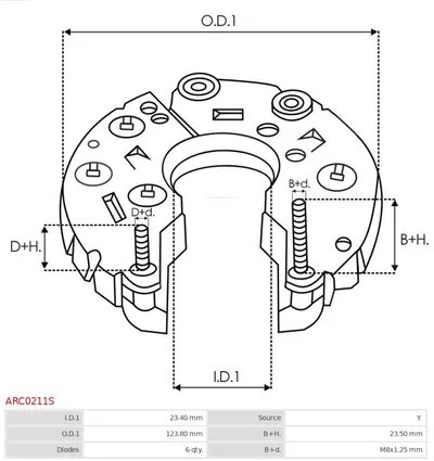 Rectificador, alternador AS-PL ARC0211S