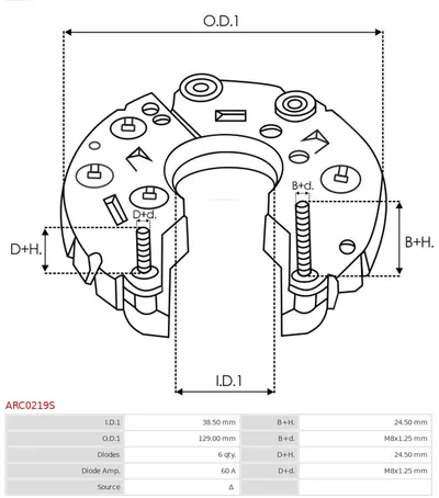 Rectificador, alternador AS-PL ARC0219S