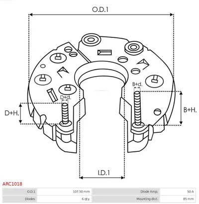 Rectificador, alternador AS-PL ARC1018