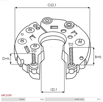Rectificador, alternador AS-PL ARC1039