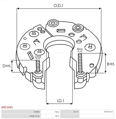 Rectificador, alternador AS-PL ARC1041