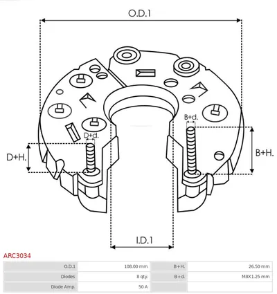 Rectificador, alternador AS-PL ARC3034